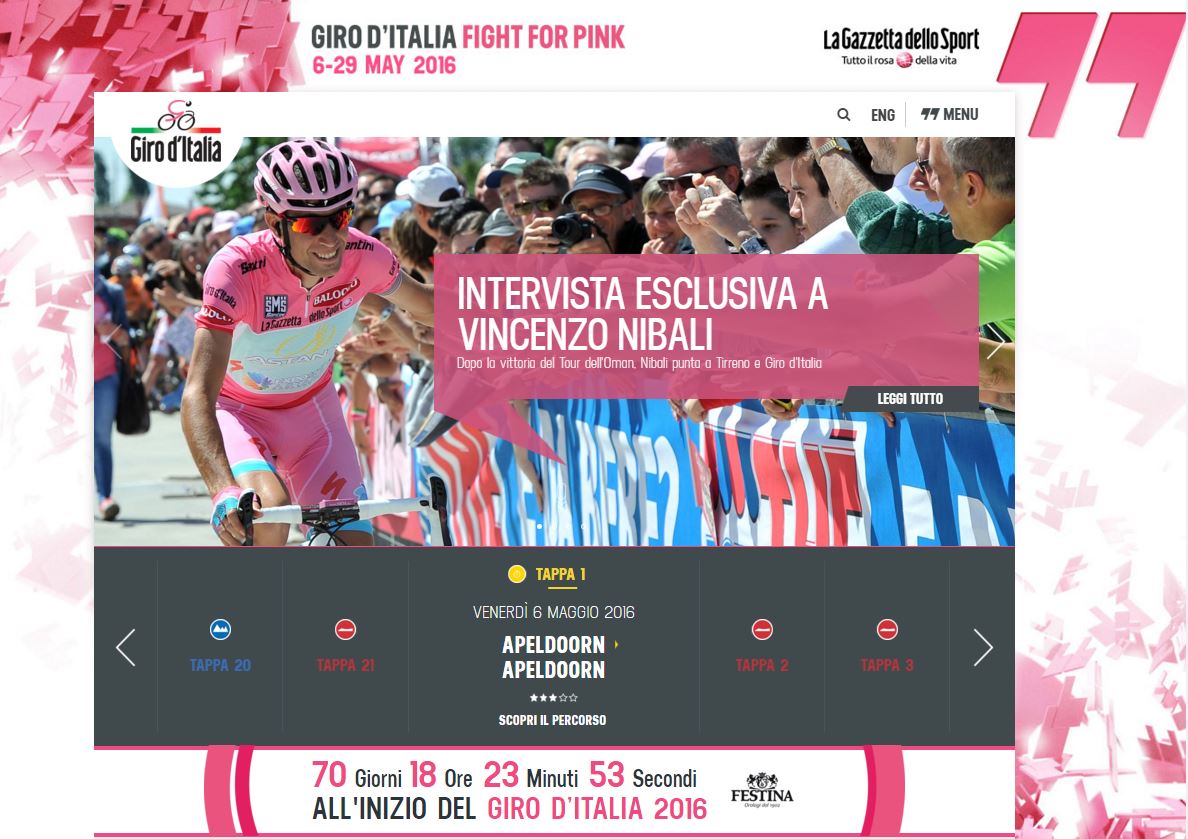 Il nuovo sito internet del Giro d'Italia