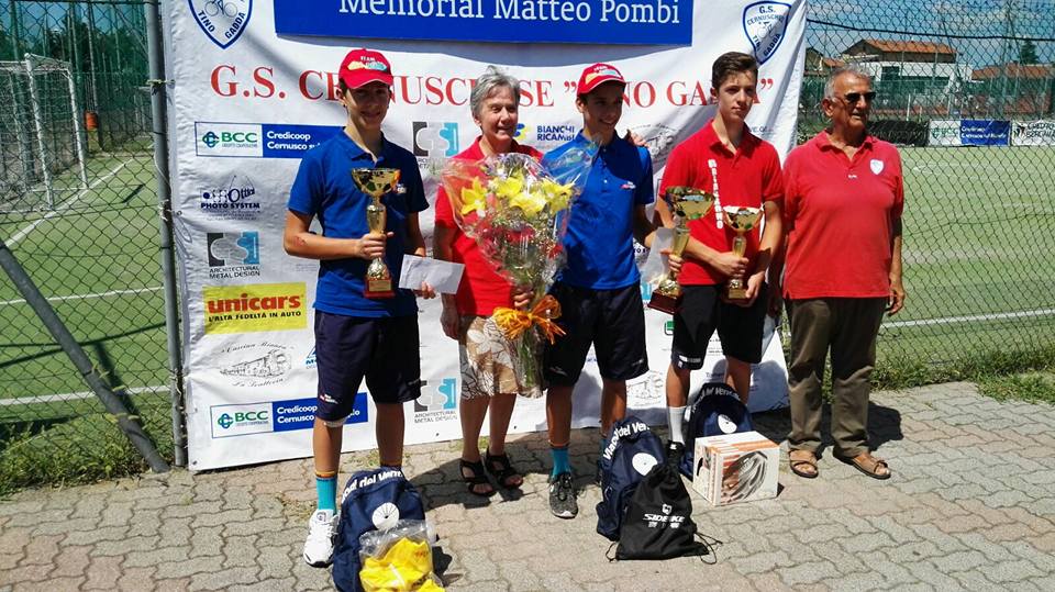 Il podio del Memorial Pombi di Cernusco sul Naviglio vinto da Andrea D'Amato