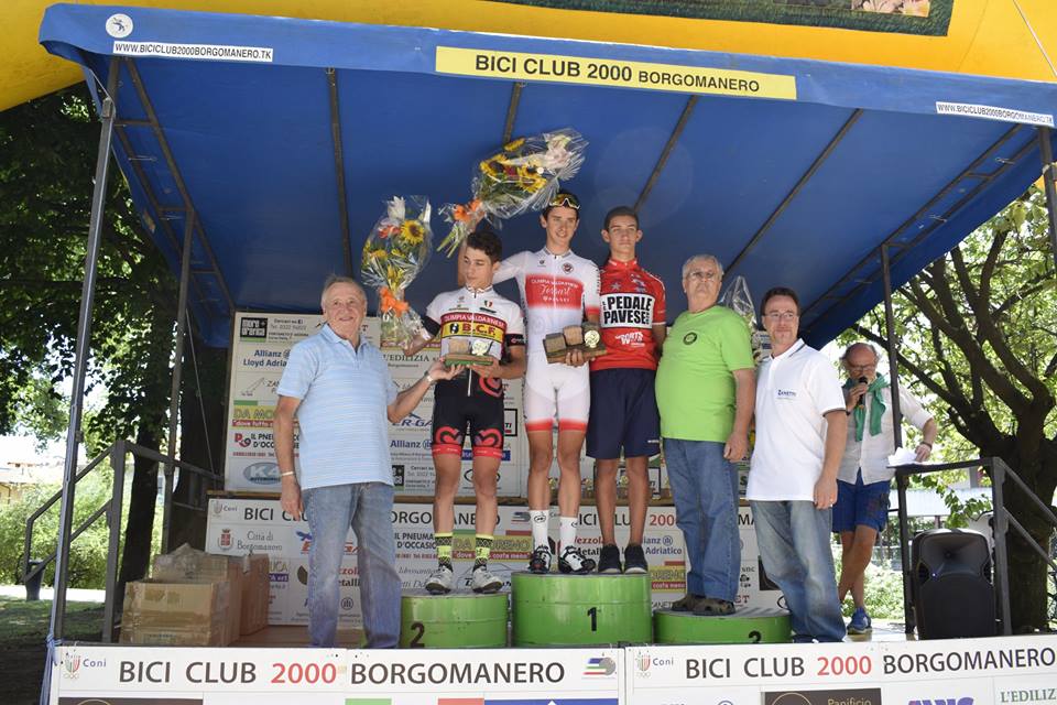 Il podio della gara Allievi di Borgomanero vinta da Antonio Tiberi