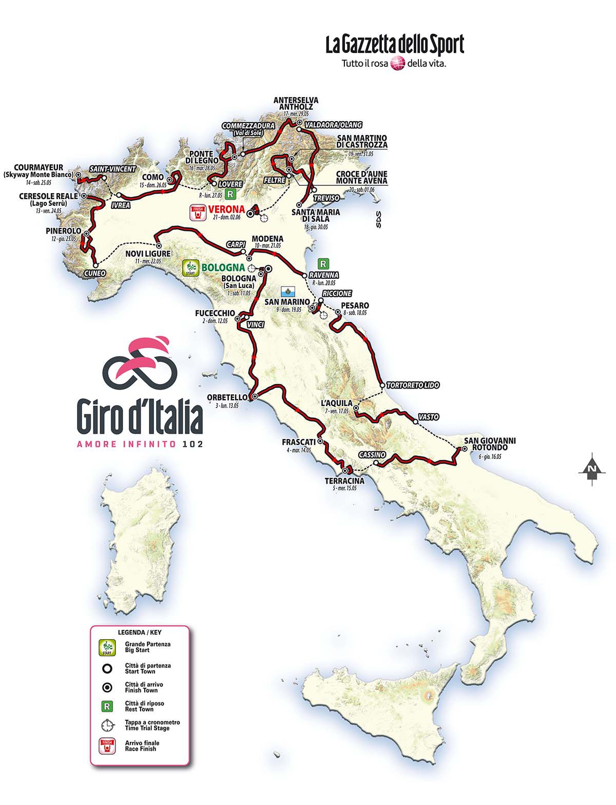 Planimetria generale Giro d'Italia 2019