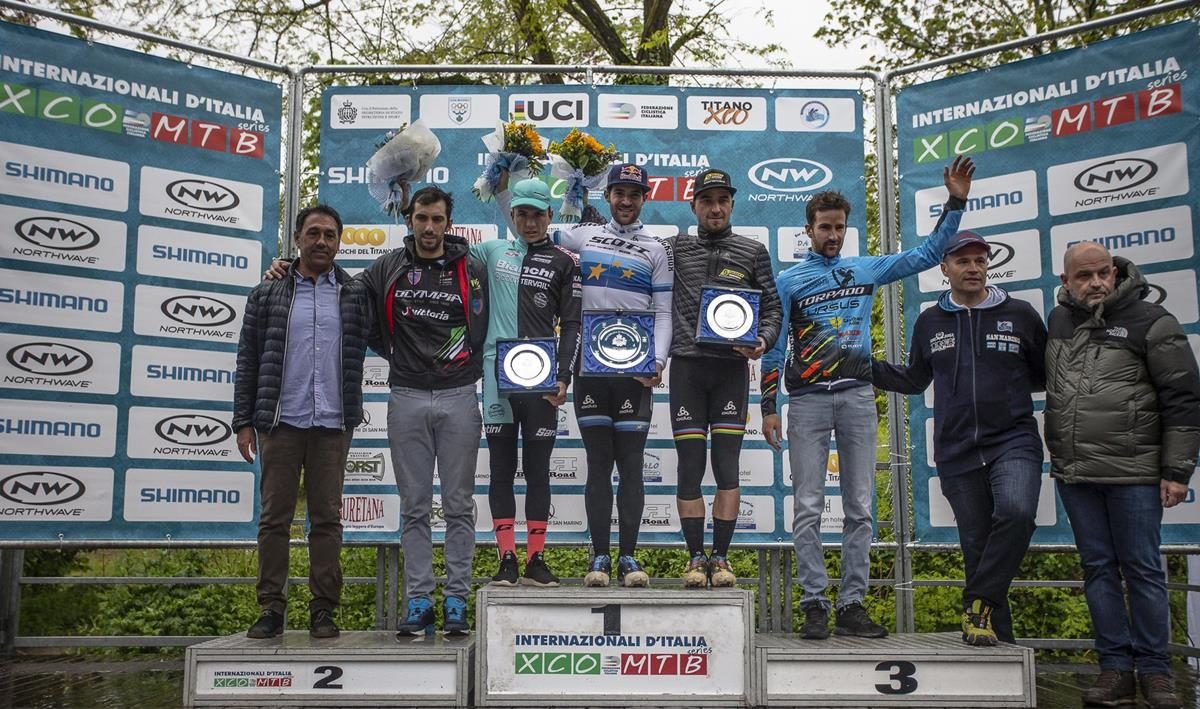 Il podio Open Uomini della Titano XCO 2019