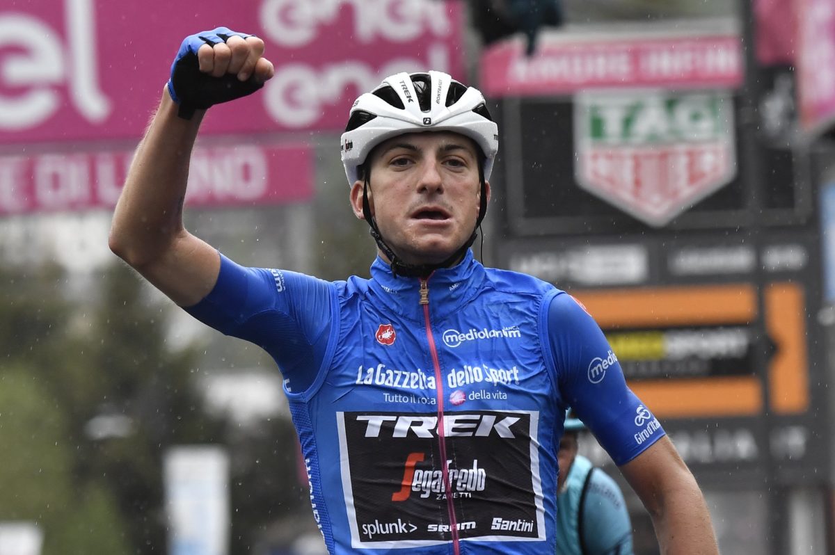 Giulio Ciccone vince a Ponte di Legno la sedicesima tappa del Giro d'Italia (foto LaPresse)