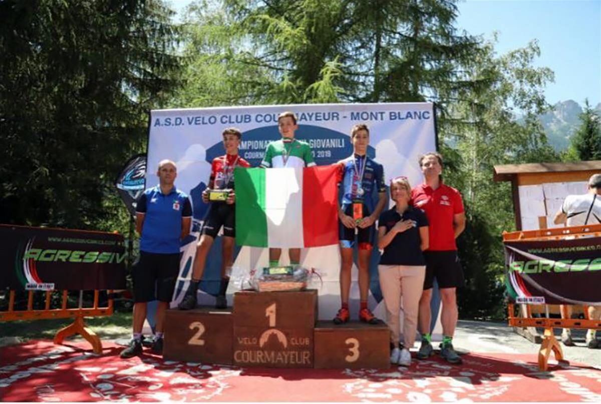 Il podio del Campionato Italiano Esordienti 1° anno vinto da Stefano Sacchet