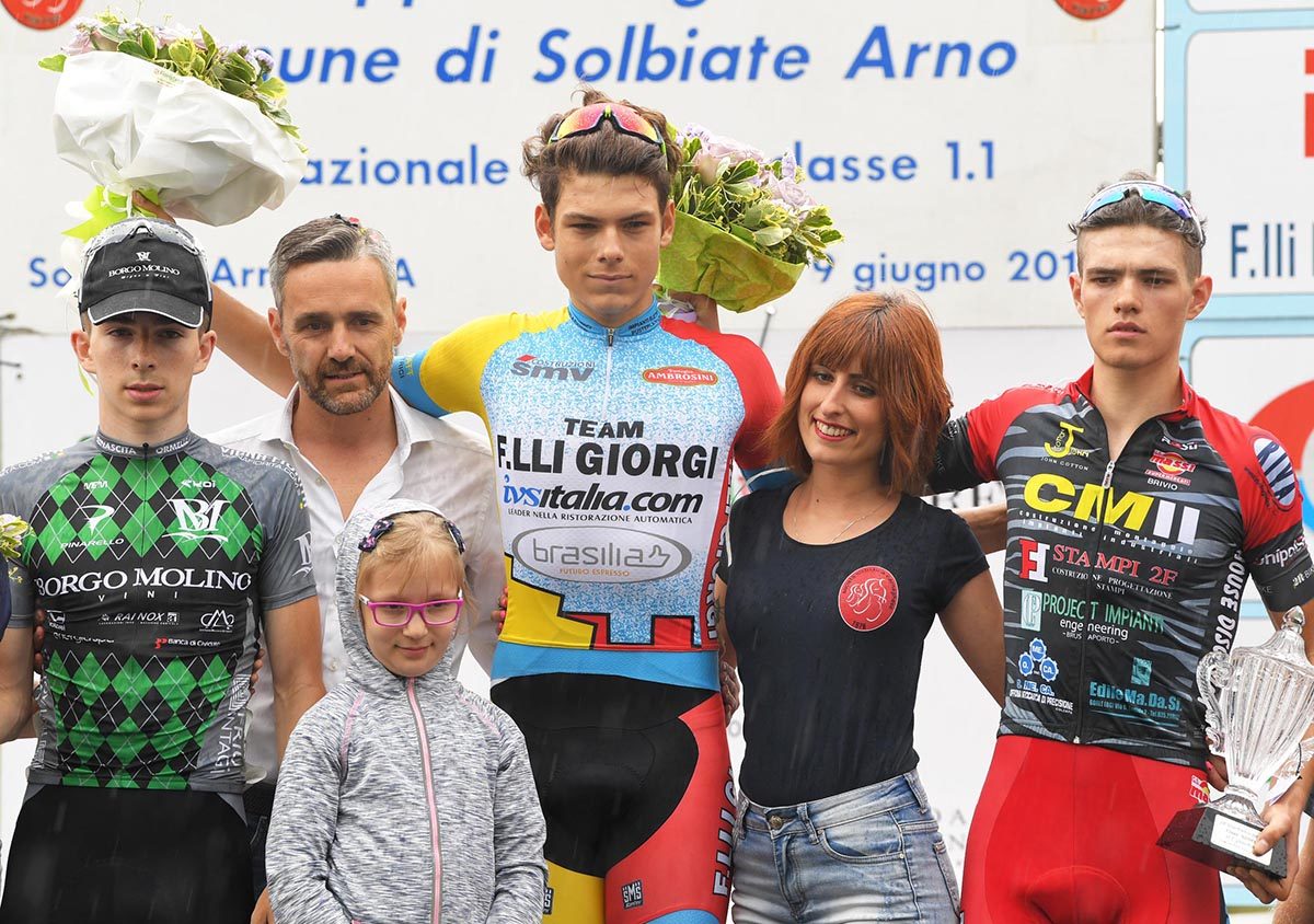 Il podio del Gp dell'Arno 2019 (foto Rodella)