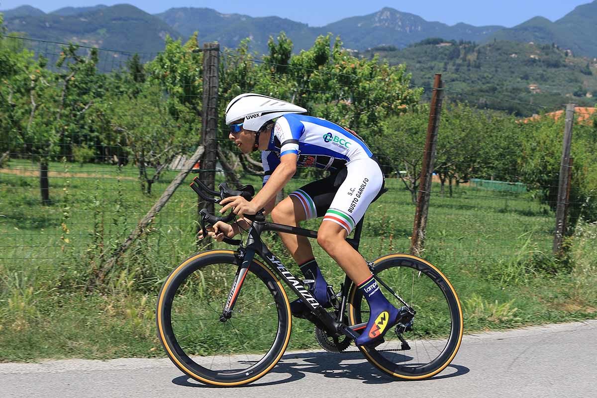 Dario Igor Belletta in azione al Campionato Italiano a cronometro Allievi (foto Fabiano Ghilardi)