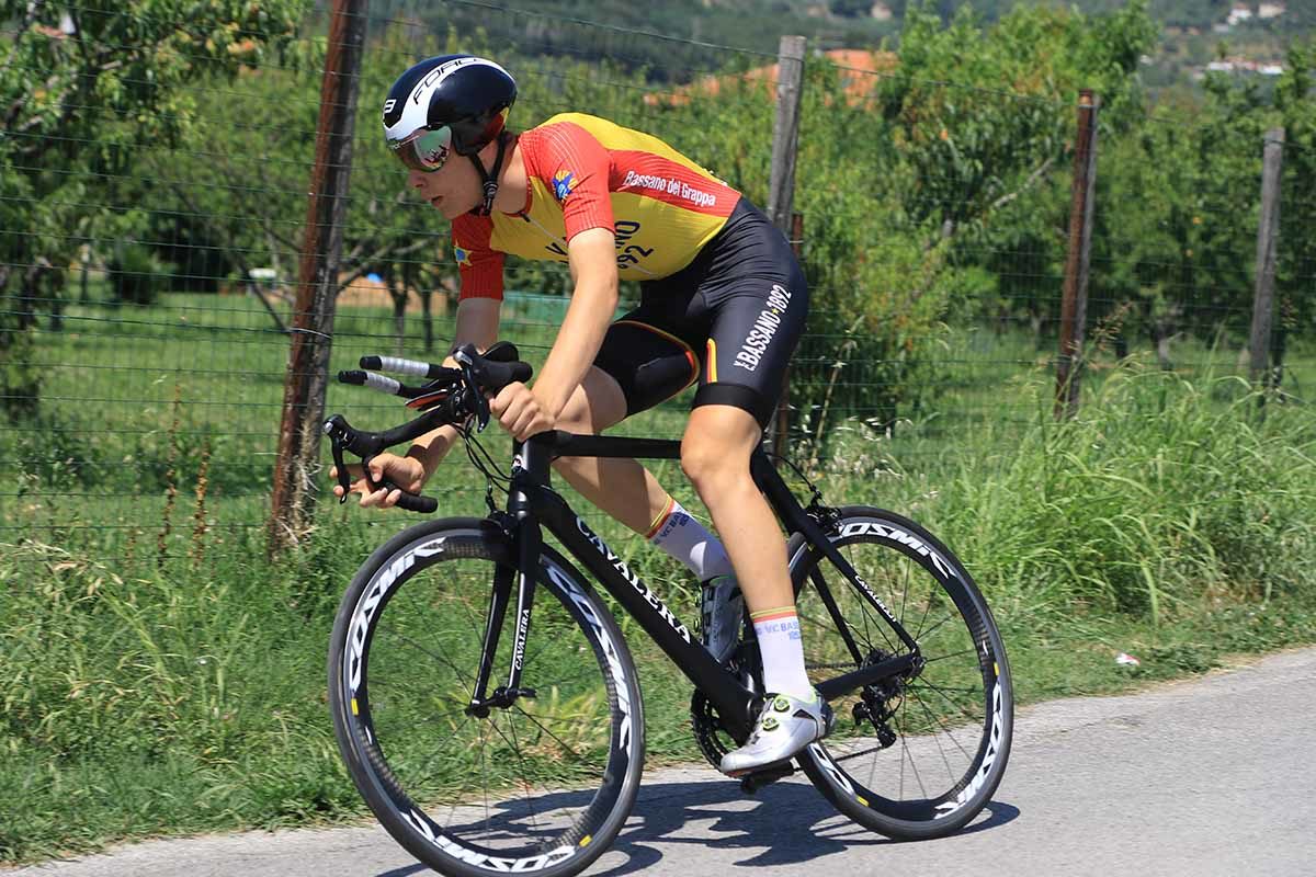 Stefano Cavalli in azione al Campionato Italiano a cronometro Allievi (foto Fabiano Ghilardi)
