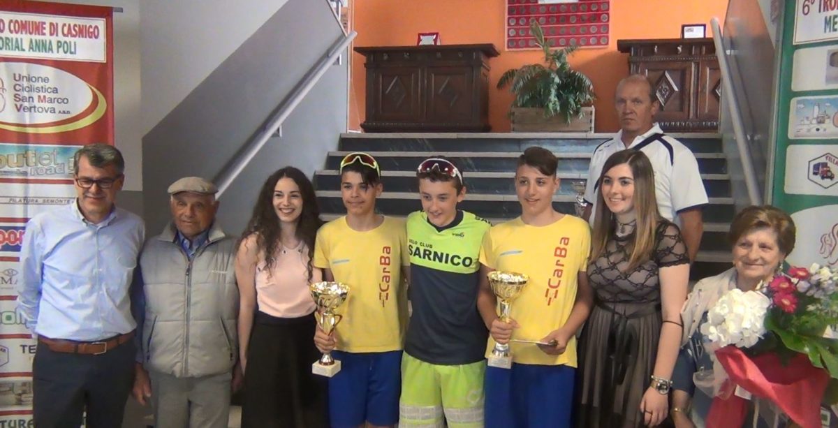 Il podio Esordienti 1° anno del Trofeo Comune di Casnigo 2019