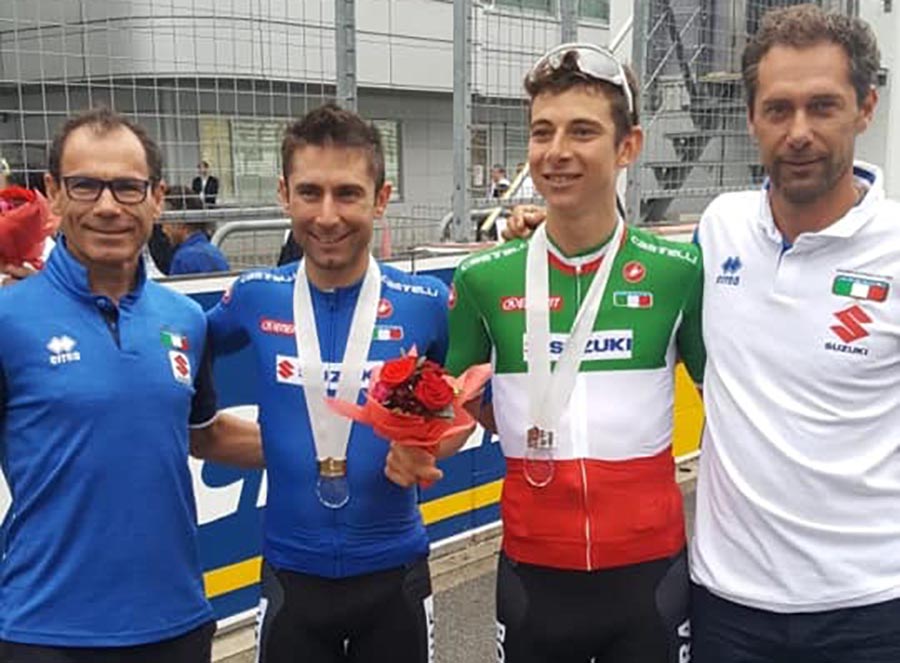 Diego Ulissi e Davide Formolo con Davide Cassani e Marco Velo