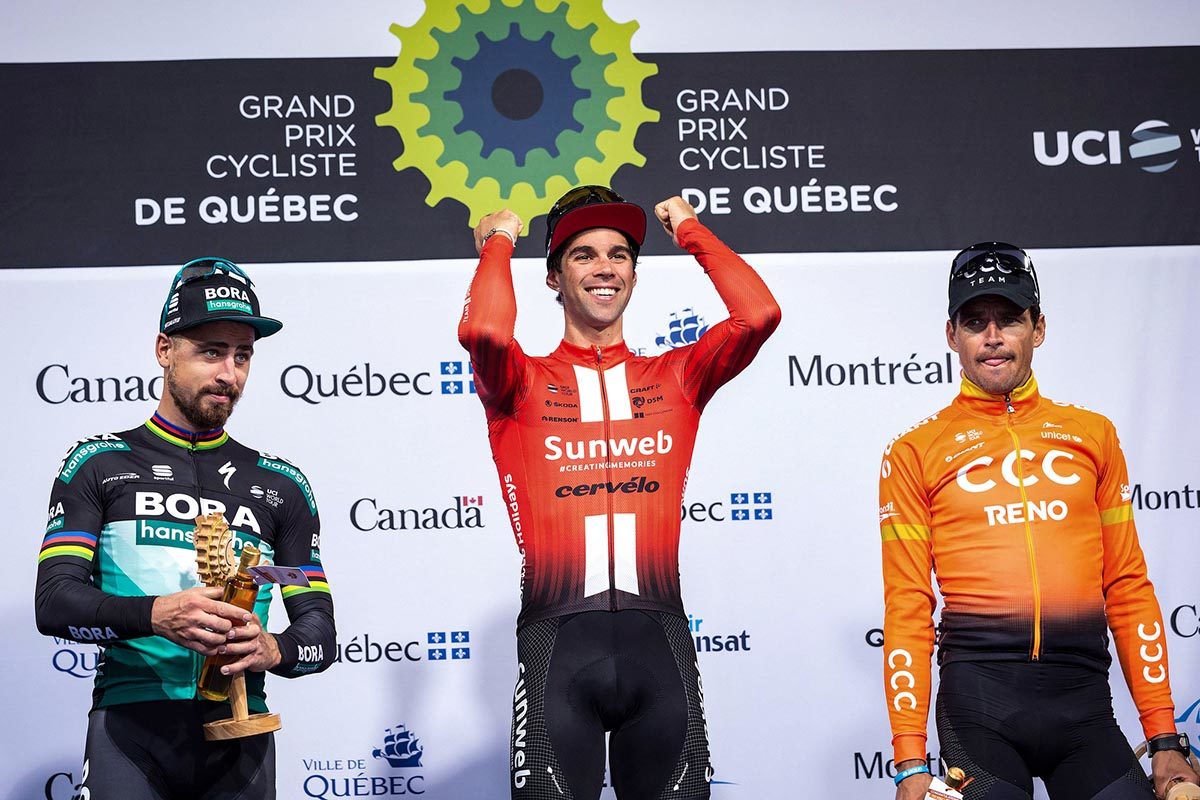 Il podio del Grand Prix Cycliste de Quebec 2019 (foto BettiniPhoto)