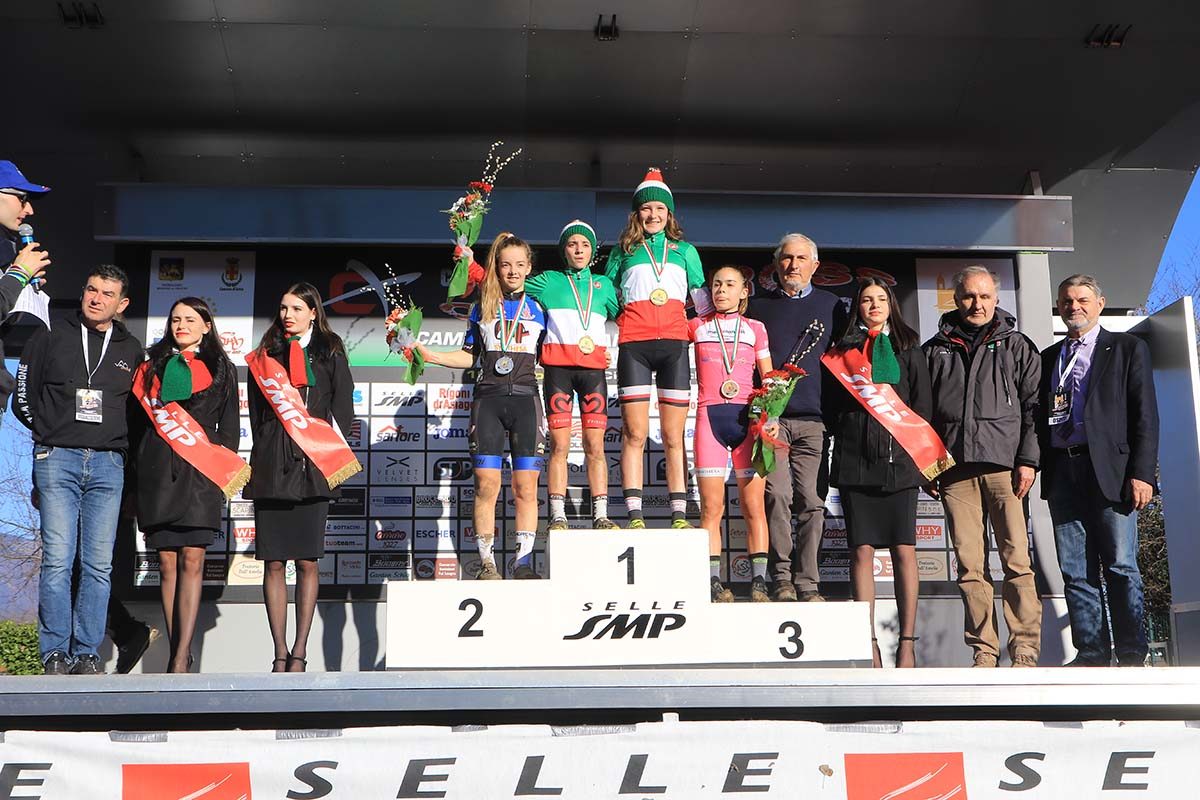 Il podio del Campionato Italiano di Ciclocross Donne Esordienti 2° anno (foto Fabiano Ghilardi)