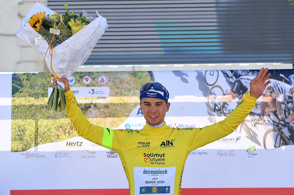 Andrea Bagioli leader dopo la prima tappa del Tour de l'Ain 2020 (foto Justin Setterfield/Getty Images)