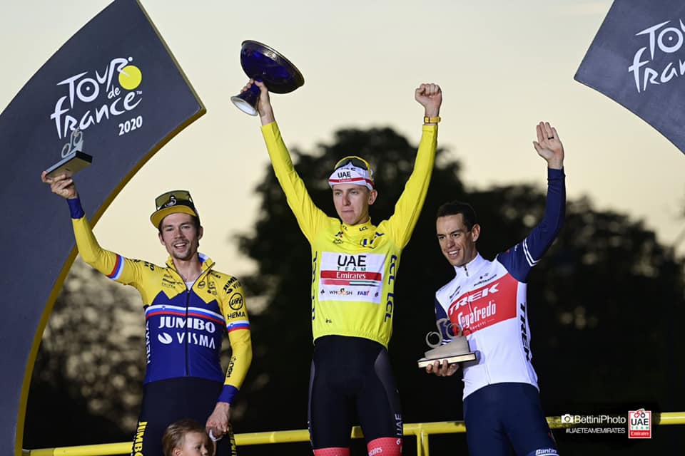Il podio finale del Tour de France 2020