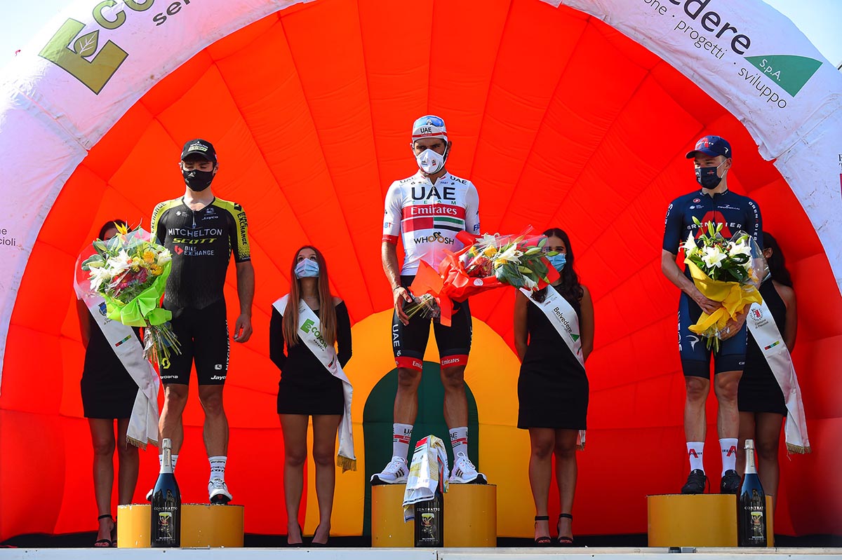 Il podio del Giro della Toscana 2020 (foto BettiniPhoto)