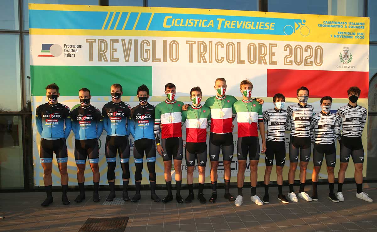 Il podio del Campionato Italiano Cronosquadre Under 23 2020