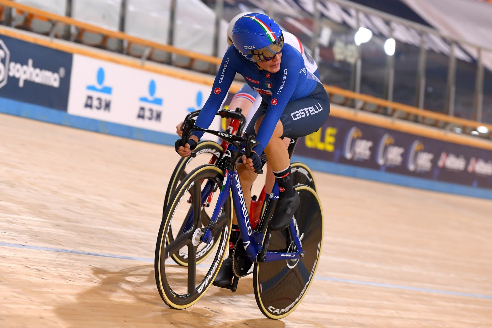 Silvia Zanardi in azione al Campionato Europeo Corsa a punti Donne Elite 2020 (foto BettiniPhoto)