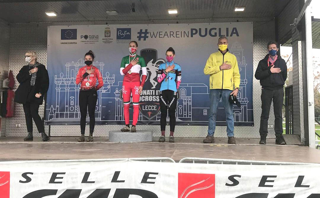 Il podio del Campionato Italiano Ciclocross 2021 Donne Junior vinto da Lucia Bramati