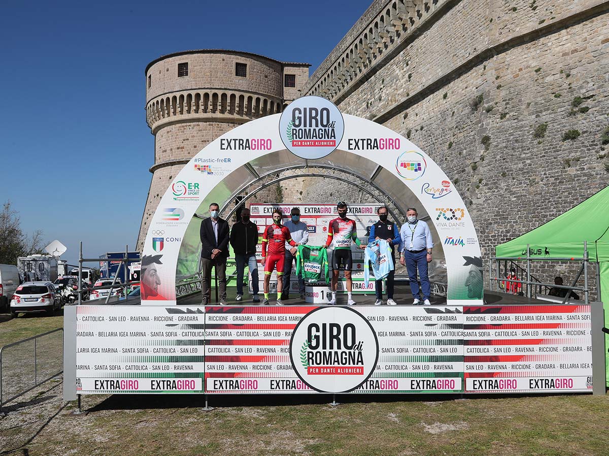 Le maglie dopo la terza tappa del Giro di Romagna per Dante Alighieri 2021 (foto Isolapress)