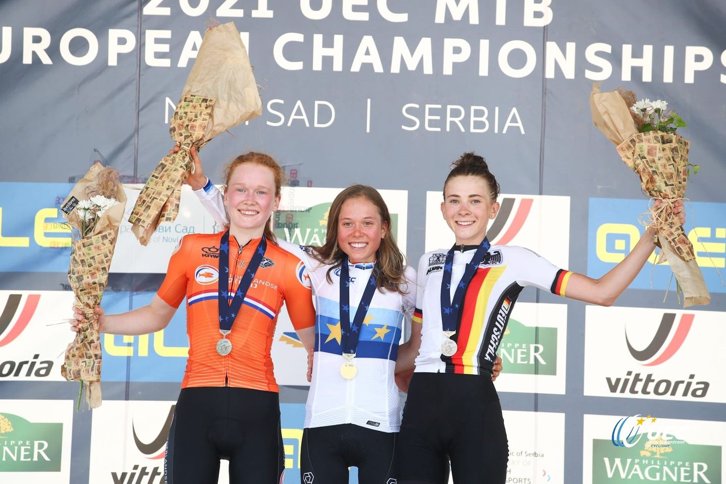 Il podio Donne U23 dei Campionati Europei XCO 2021