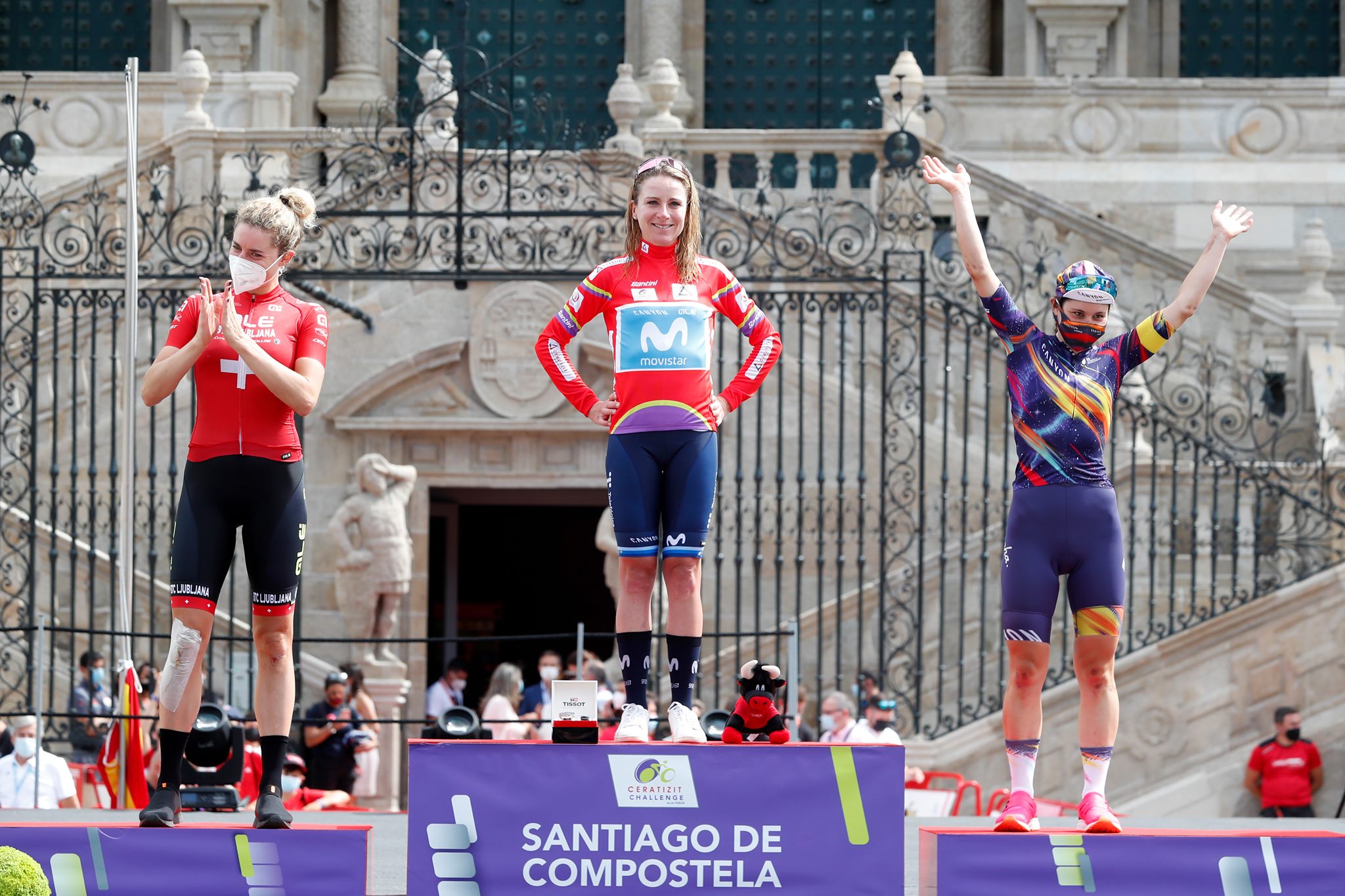 Il podio della Ceratizit Challenge by La Vuelta 21 (foto Photo Gomez Sport)