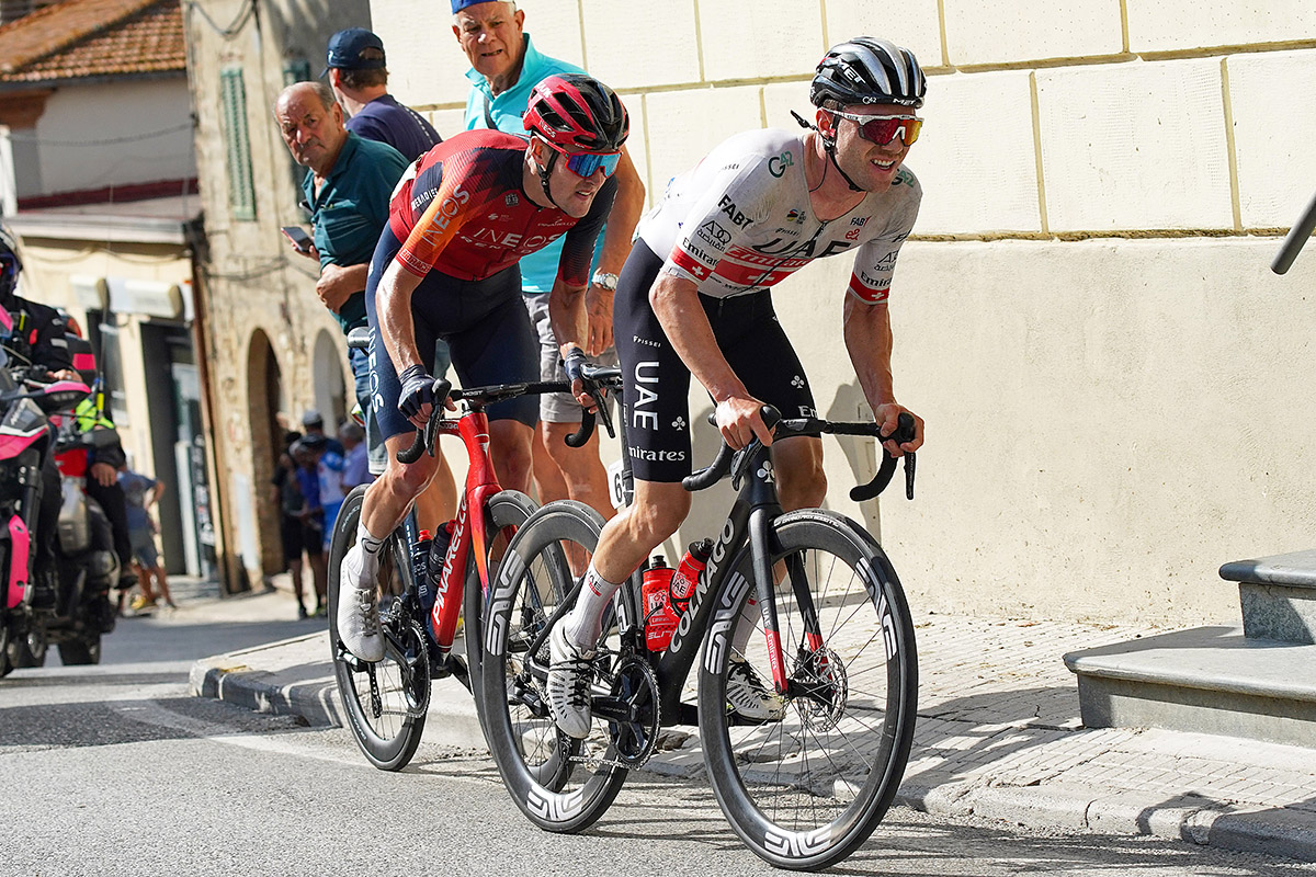 Marc Hirschi e Pavel Sivakov in fuga al Coppa Sabatini 2023 (foto Sprint Cycling Agency)