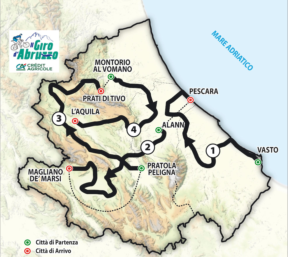Mappa Giro d'Abruzzo 2024