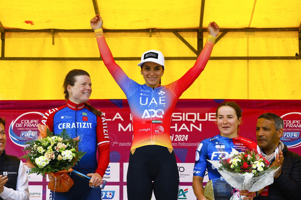 Eleonora Gasparrini sul podio de La Classique Morbihan - credit Sprint Cycling Agency