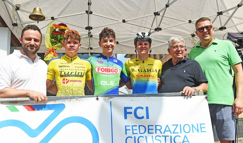 Il podio del Trofeo Città di Asola per Allievi vinto da Efrem Zamboni (foto Rodella)