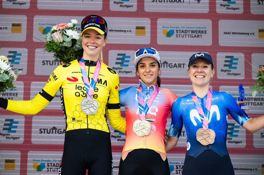 Eleonora Gasparrini sul podio del GP Stuttgart & Region - credit Sprint Cycling Agency