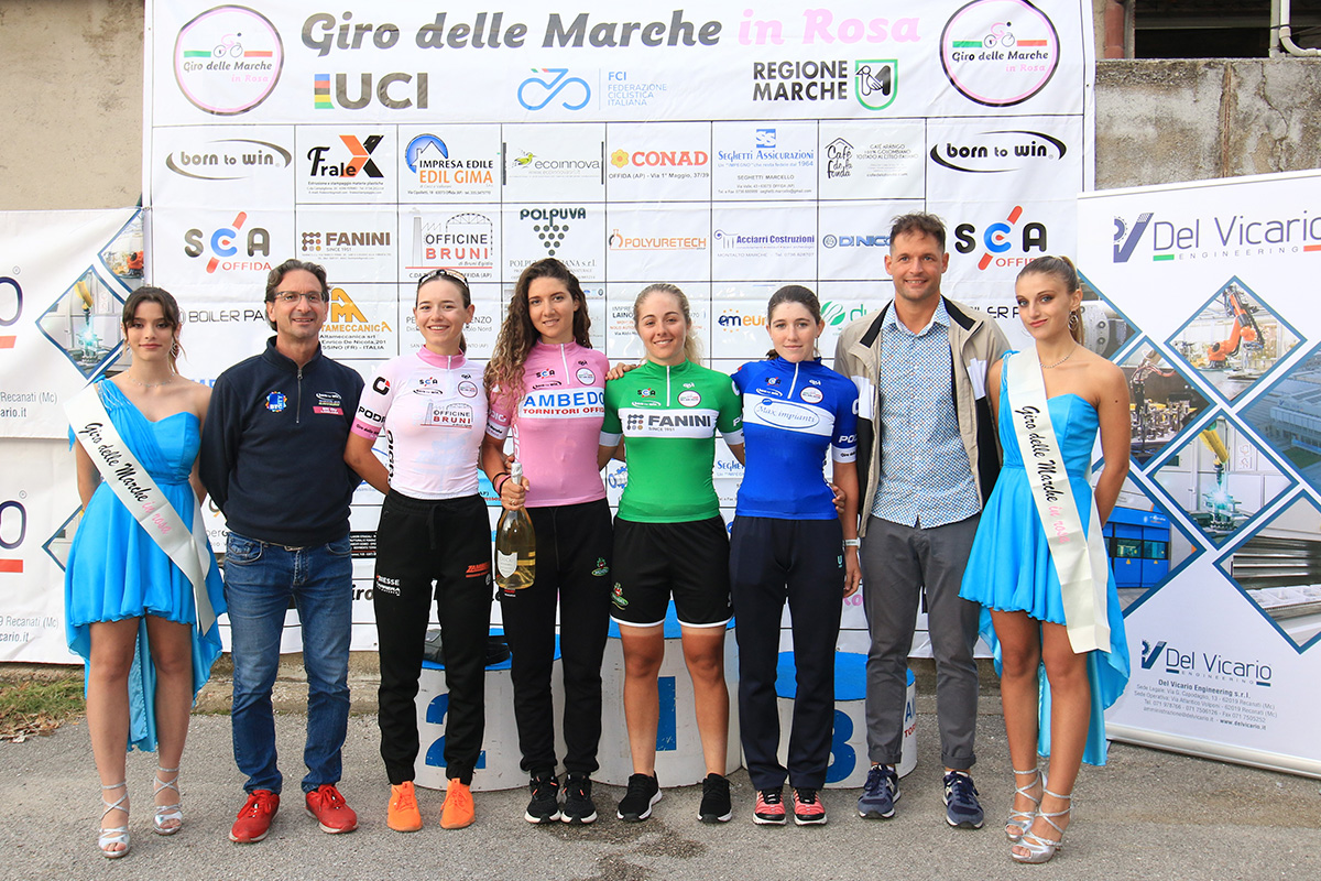 Le maglie del Giro delle Marche in Rosa dopo la seconda tappa - credit Flaviano Ossola