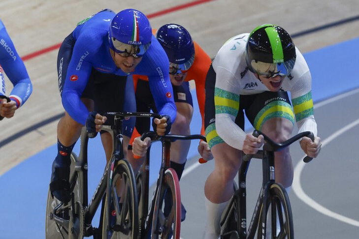 Stefano Moro in azione nel keirin - credit Sprint Cycling Agency