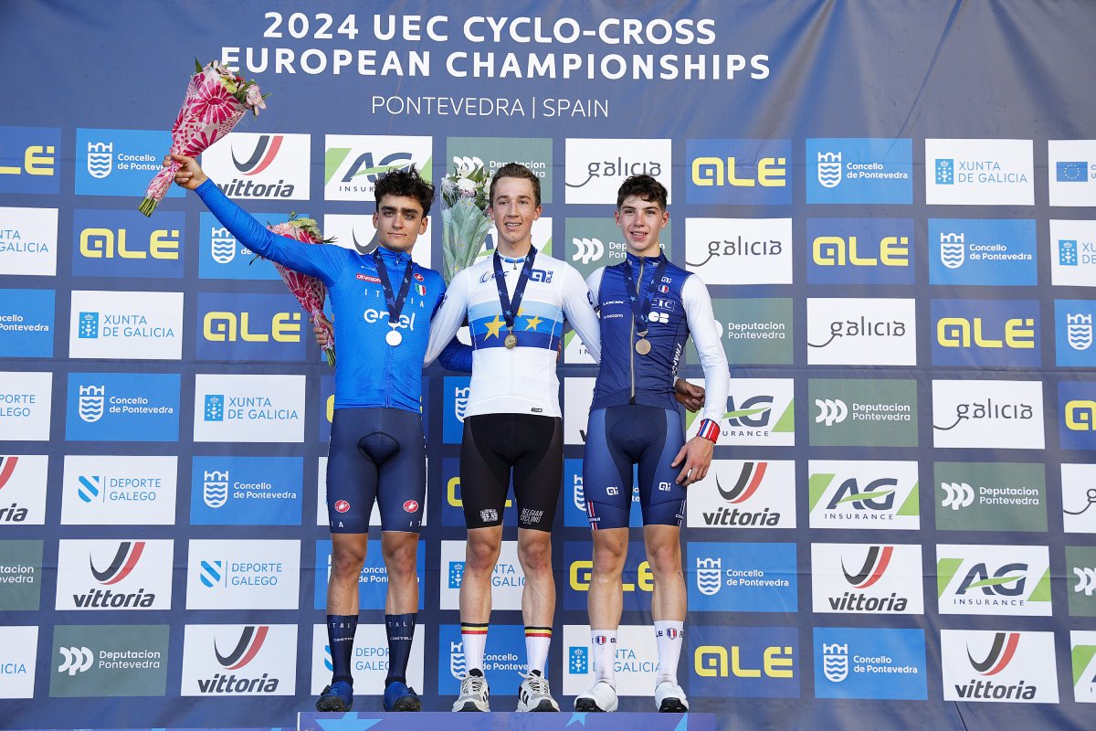 Filippo Agostinacchio sul podio degli Europei tra gli U23 - credit Sprint Cycling Agency