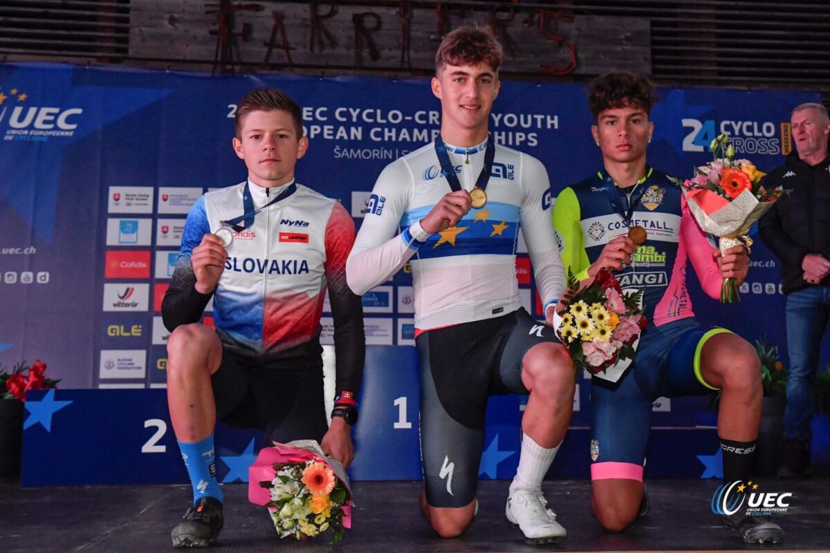 Il podio dei campionati europei giovanili di ciclocross degli allievi 2° anno - credit Uec