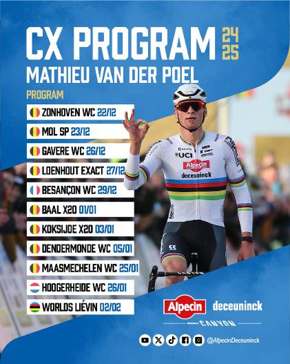 Programma gare ciclocross Mathieu van der poel