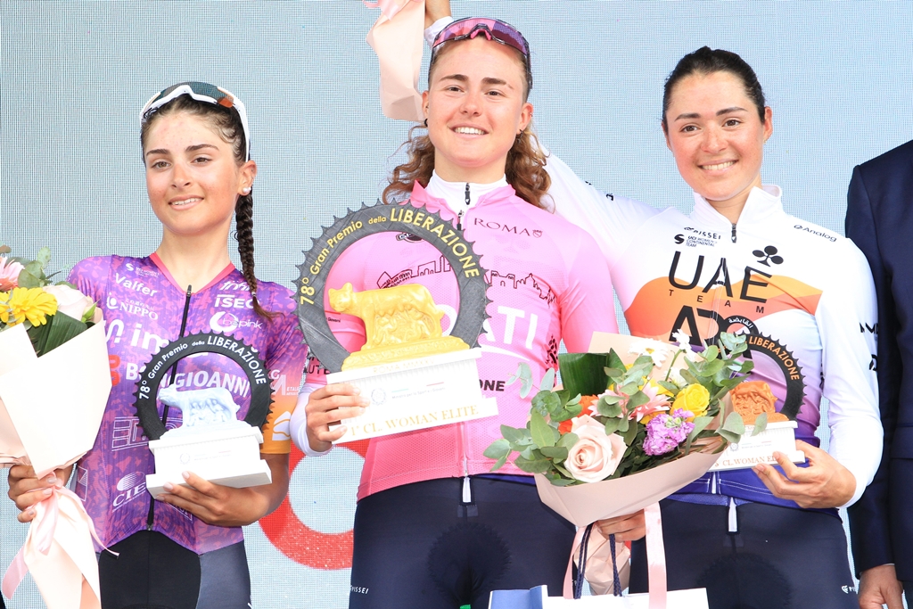 Il podio del GP della Liberazione Donne a Roma (foto Flaviano Ossola)
