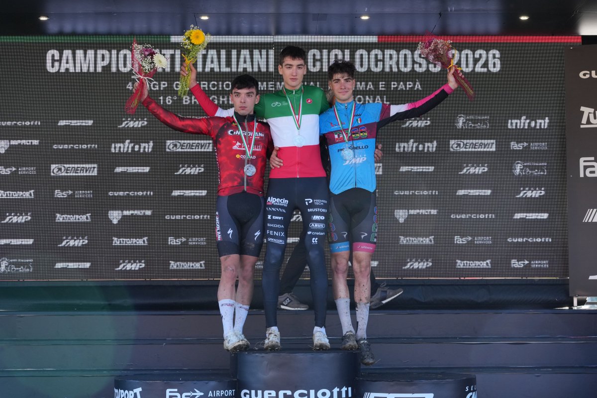 Il podio degli U23 dei Campionato Italiano ciclocross 2026 - photo Giorgio De Negri